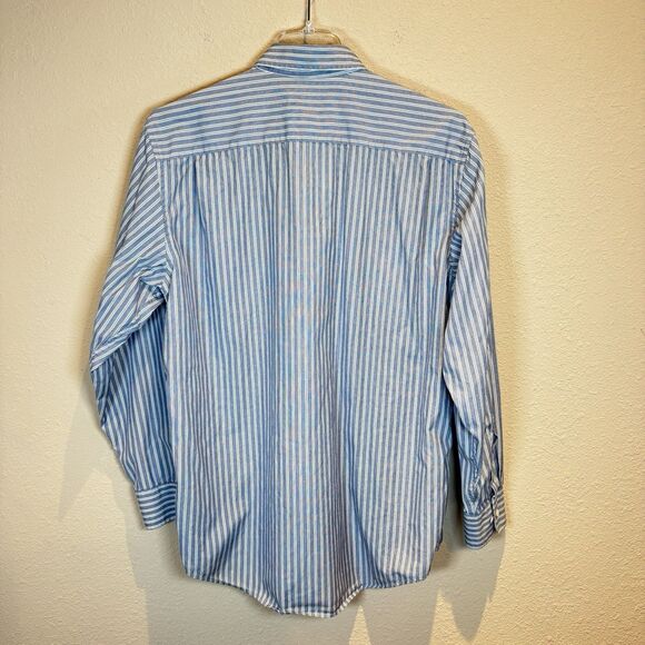 Banana Republic Shirt Mens L‎ Blue Striped 100% Cotton Long Sleeve Button Up - Picture 3 of 9